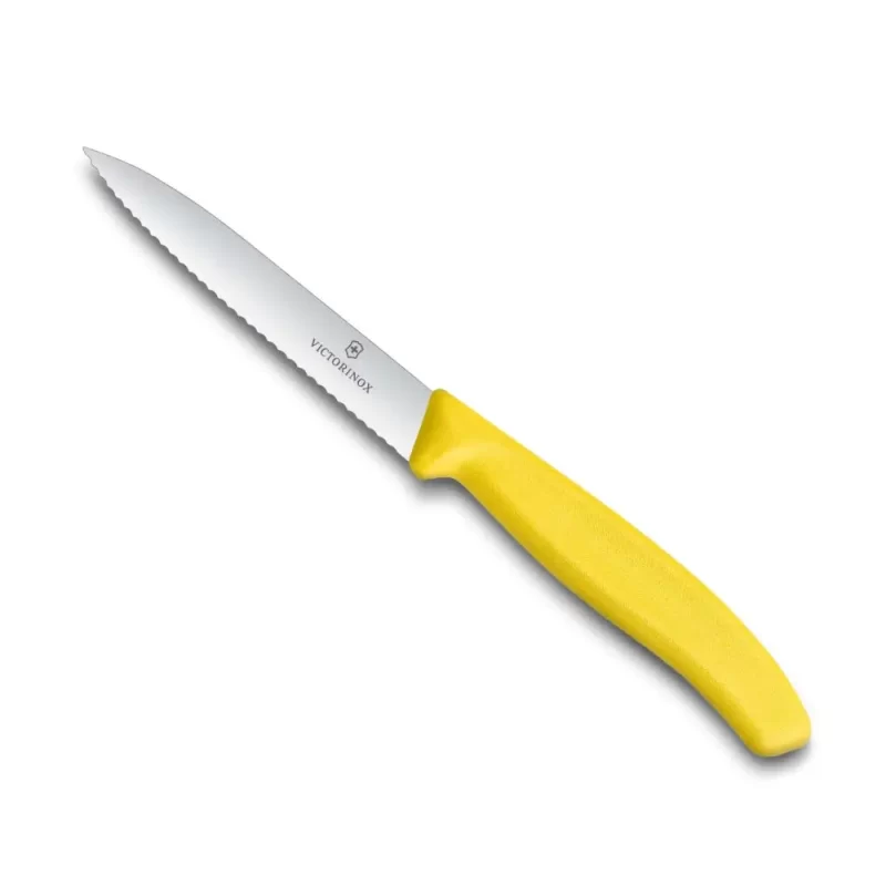 סכין קילוף משוננת צהובה Victorinox 10 ס"מ