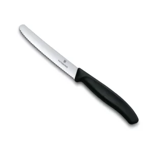 סכין ירקות משוננת שחורה Victorinox 22 ס"מ