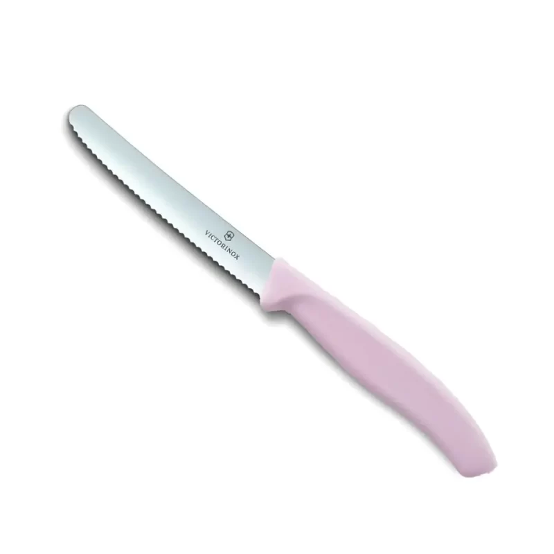 סכין ירקות משוננת ורודה בהירה Victorinox 22 ס"מ