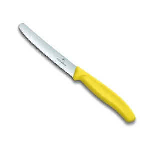סכין ירקות משוננת צהובה Victorinox 22 ס"מ