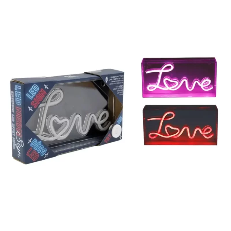 תאורת נאון LOVE ורודה